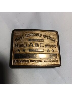 Vintage Belt Buckle American Bowling Congress - Most Improved Brass 1.5" belt